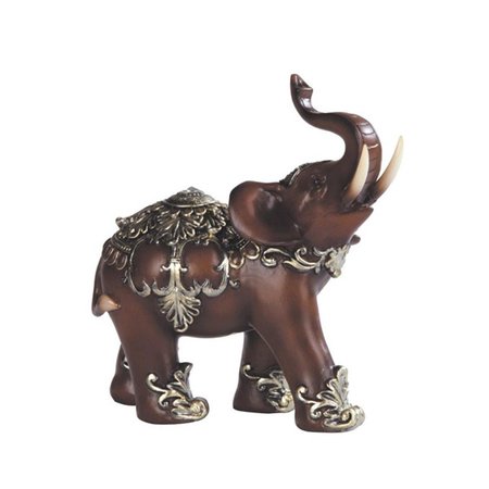 TRAMA 6 in. Decorative Wood Like Thai Elephant Statue, Red TR2065347